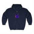 Mystical Cat Watercolor Hoodie featuring a vibrant watercolor design of a majestic cat in shades of blue, purple, and green, available in various sizes and made from high-quality, comfortable material