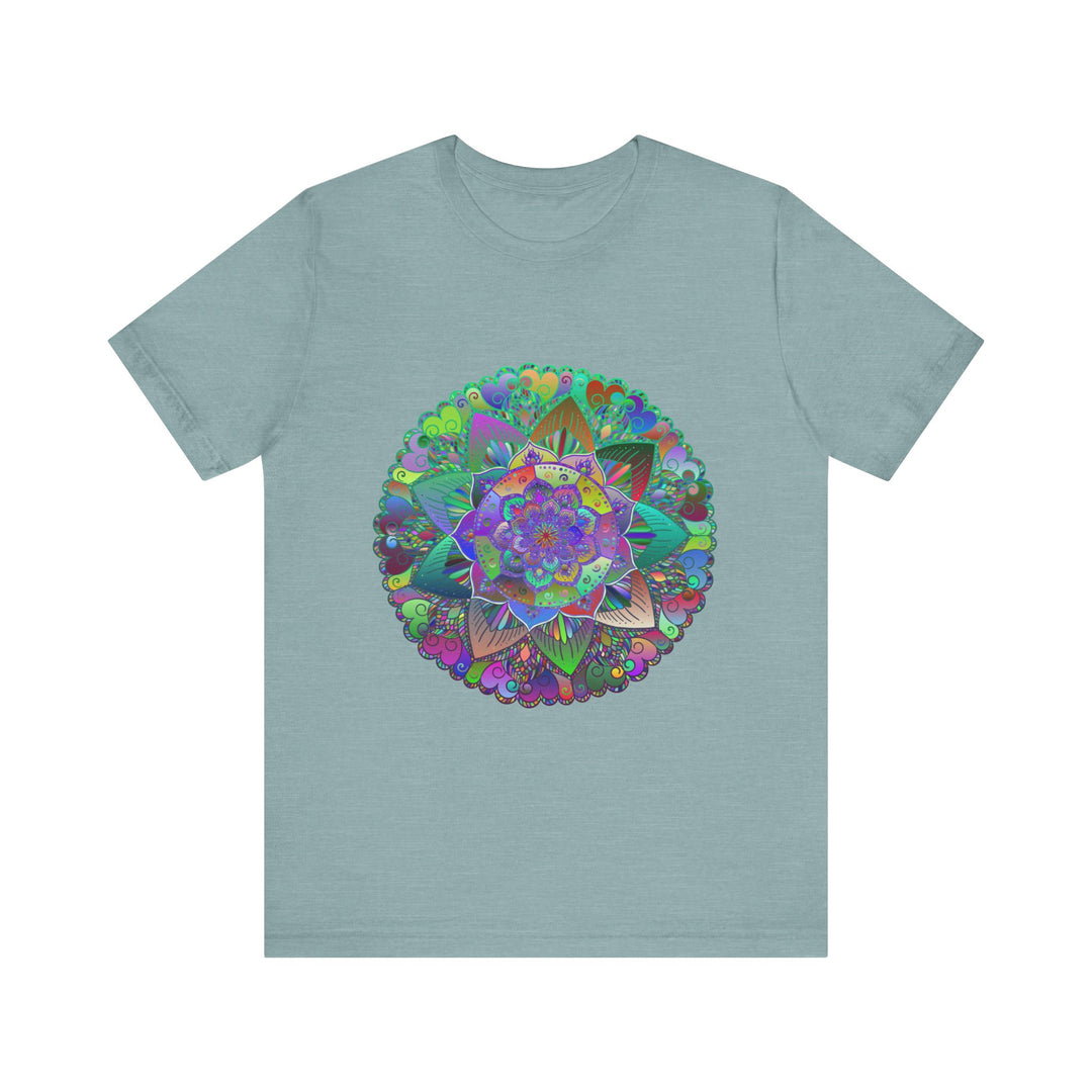 Vibrant and colorful psychedelic mandala tee shirt, perfect for adding a pop of color to your wardrobe