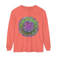 Vibrant Mandala Unisex Long Sleeve T-Shirt in Blue and Purple