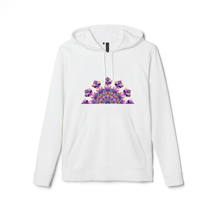 Black Adidas Mandala Fleece Hoodie with drawstring hood and mandala design