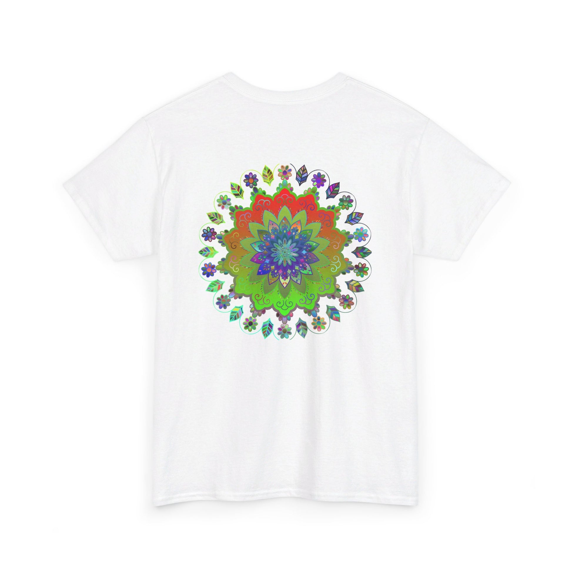 Mandala Art on Tshirt Yoga Mindfulness - Unisex Heavy Cotton Tee, perfect for yoga enthusiasts and mindfulness practitioners, featuring intricate mandala design