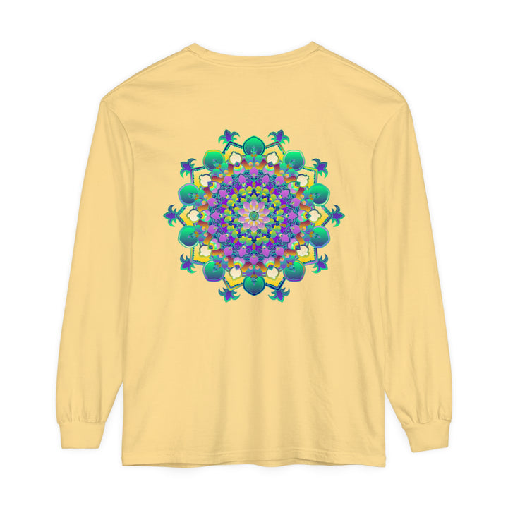 Intricate Mandala Long Sleeve T-Shirt featuring a detailed and colorful mandala design