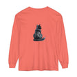 Black Cat Watercolor Long Sleeve T-Shirt with vibrant watercolor cat design