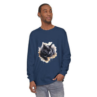 Beautiful black cat sleeping peacefully in a watercolor design on a comfortable t-shirt