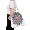 Beautiful and vibrant mandala design tote bag with colorful pattern and AOP printing