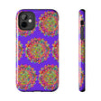 Handmade purple mandala art phone case designed for iPhone X and XS