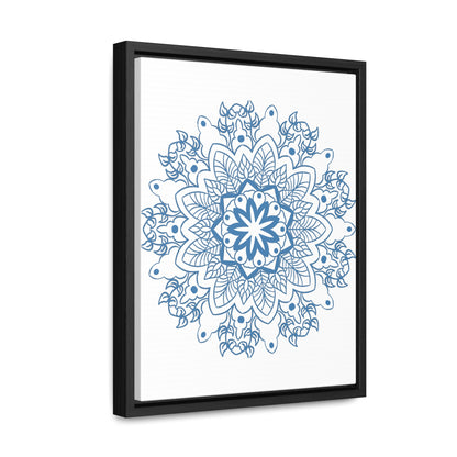 Handmade steel blue mandala design wall art on gallery canvas wraps