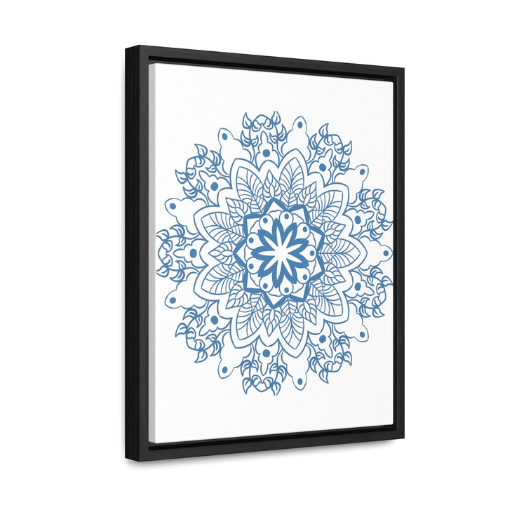 Handmade steel blue mandala design wall art on gallery canvas wraps