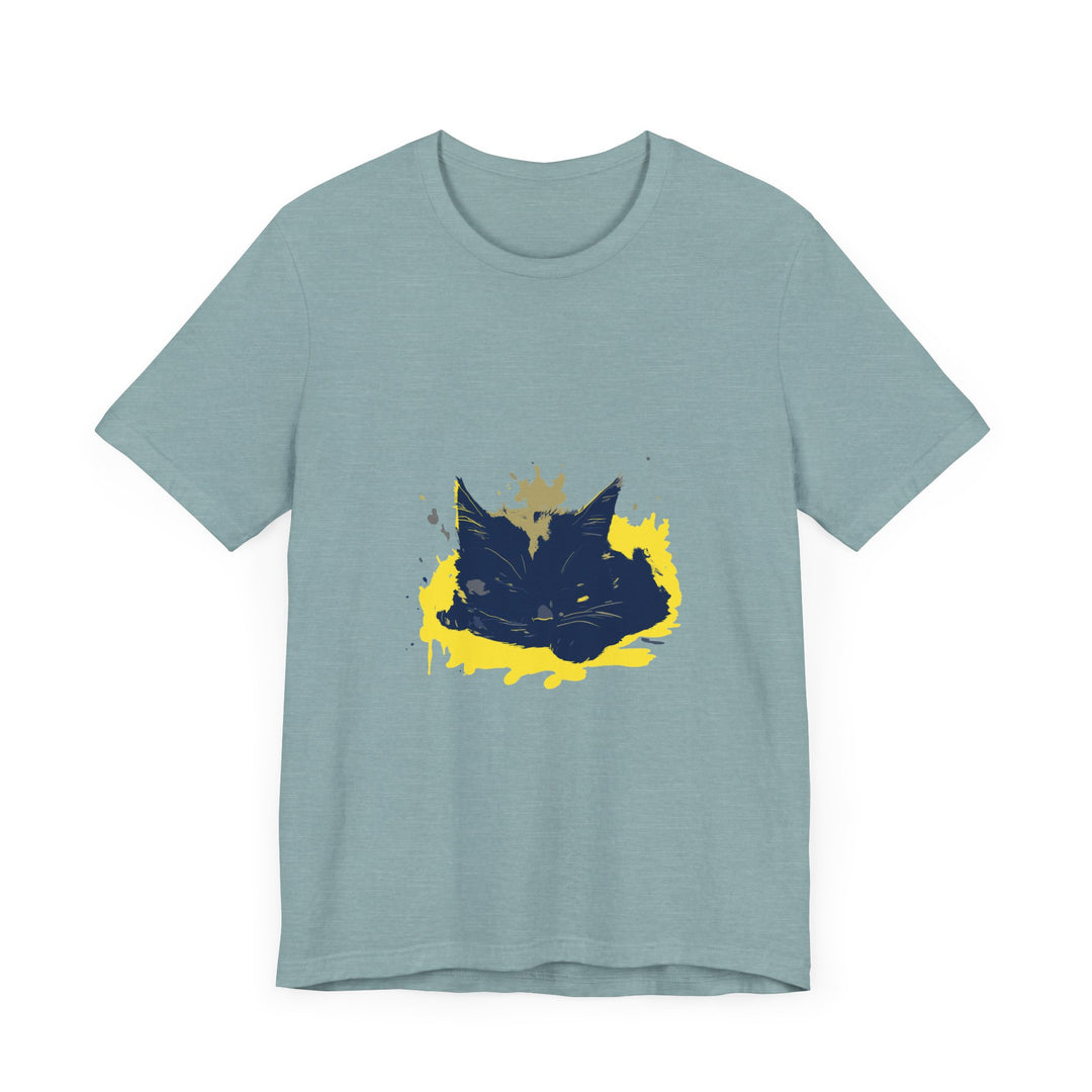 Black Cat Mystery Street Art t-shirt featuring a sleek black cat design