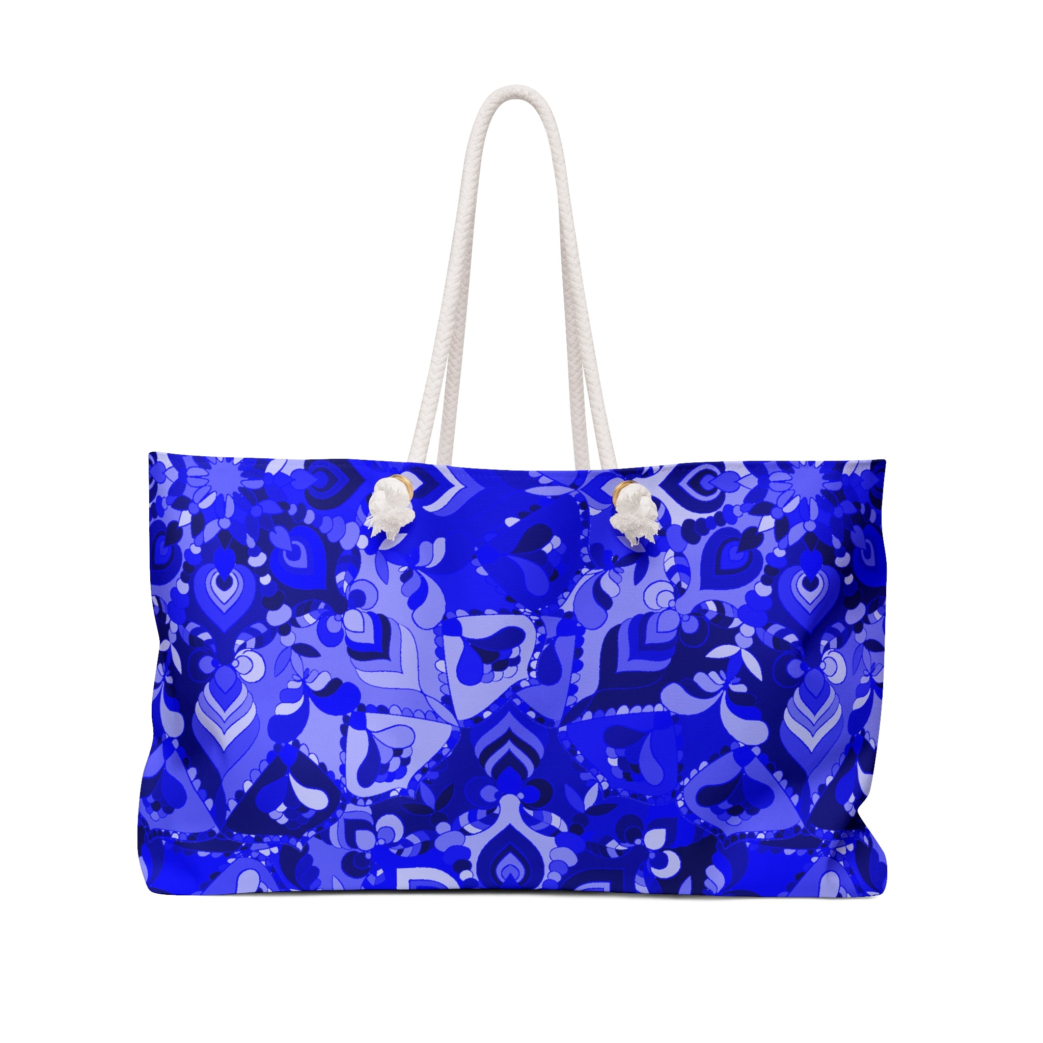 Borsa da weekend floreale blu vibrante - Elegante borsa da viaggio per gite fuori porta e gite in spiaggia