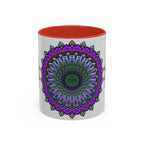 Vibrant Mandala Mug - Spiritual Art with Colorful Floral Design and Intricate Patterns for Zen and Mindfulness