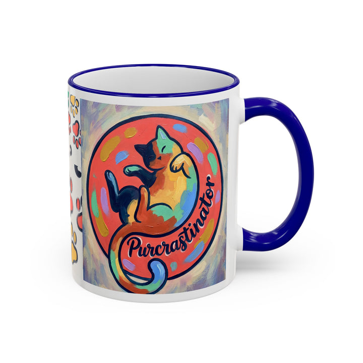 Colorful Paw Print Pet Lover Accent Rim Mug (11oz/15oz)