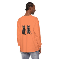 Black Cat Watercolor Art Long Sleeve T-Shirt featuring vibrant feline design