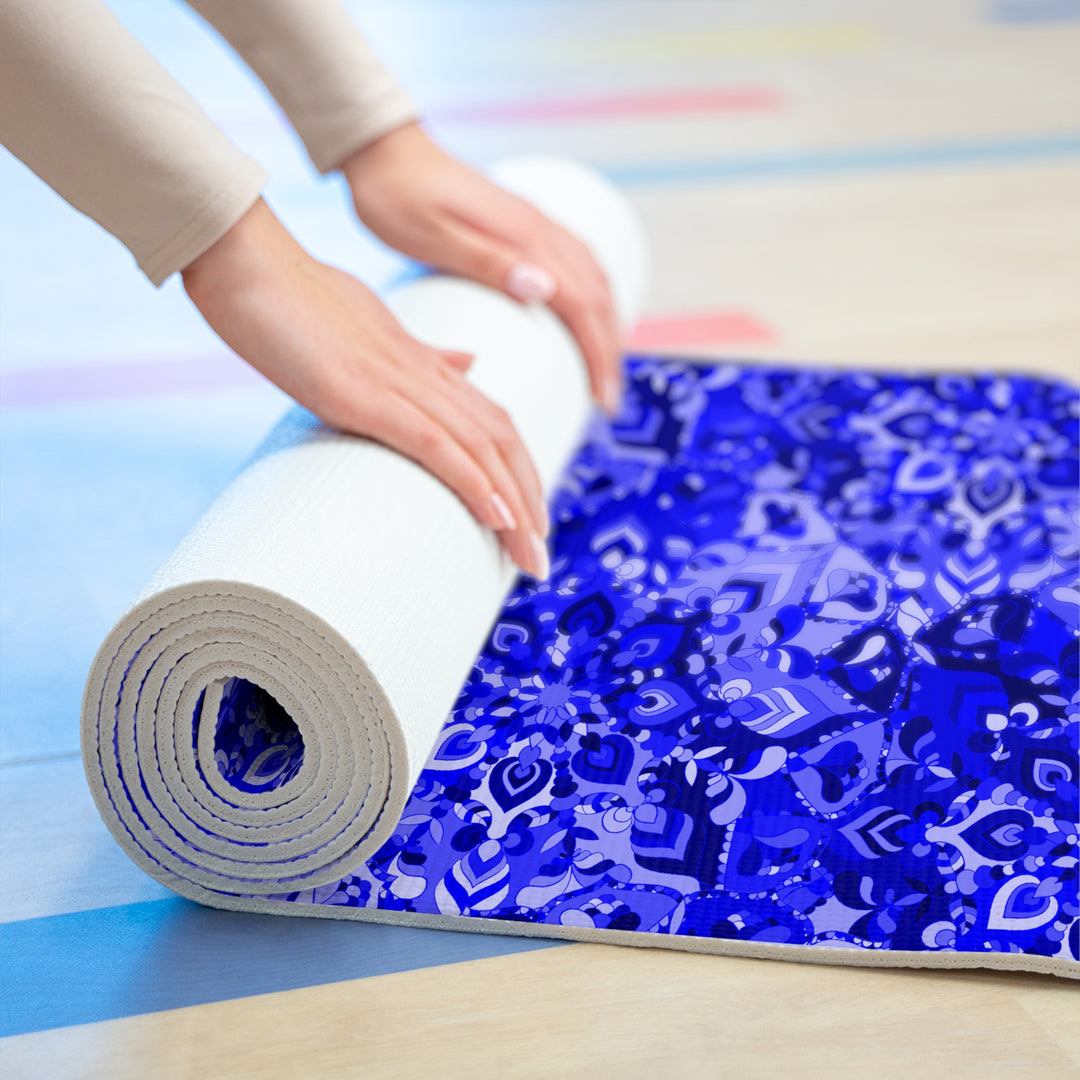 Tappetino da yoga in schiuma blu oceano intenso - Design antiscivolo di supporto