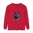 Black watercolor cat design on unisex long sleeve t-shirt