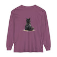 Black Cat Watercolor Unisex Long Sleeve T-Shirt showcasing vibrant watercolor design