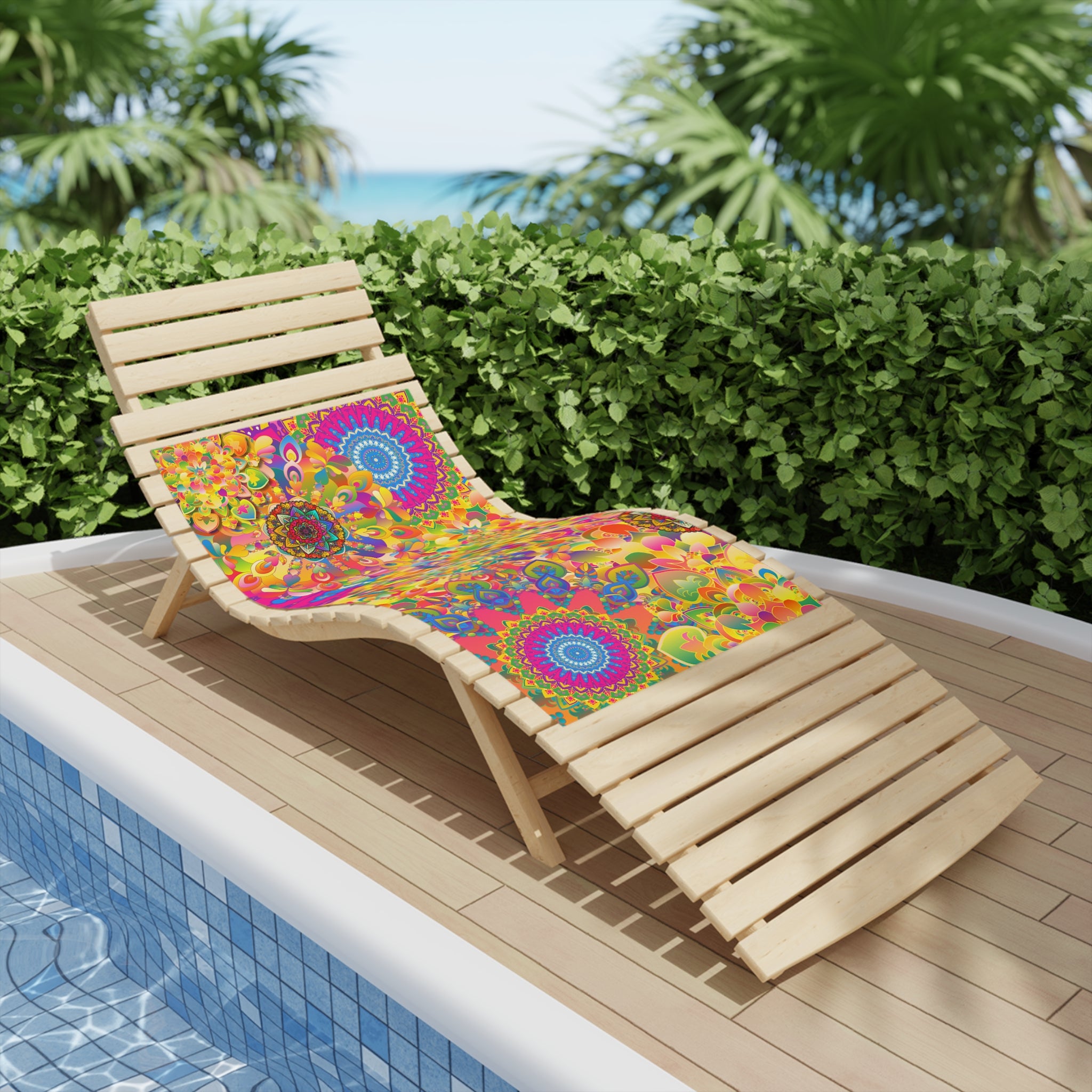 Psychedelic Floral Mandala Beach Towel