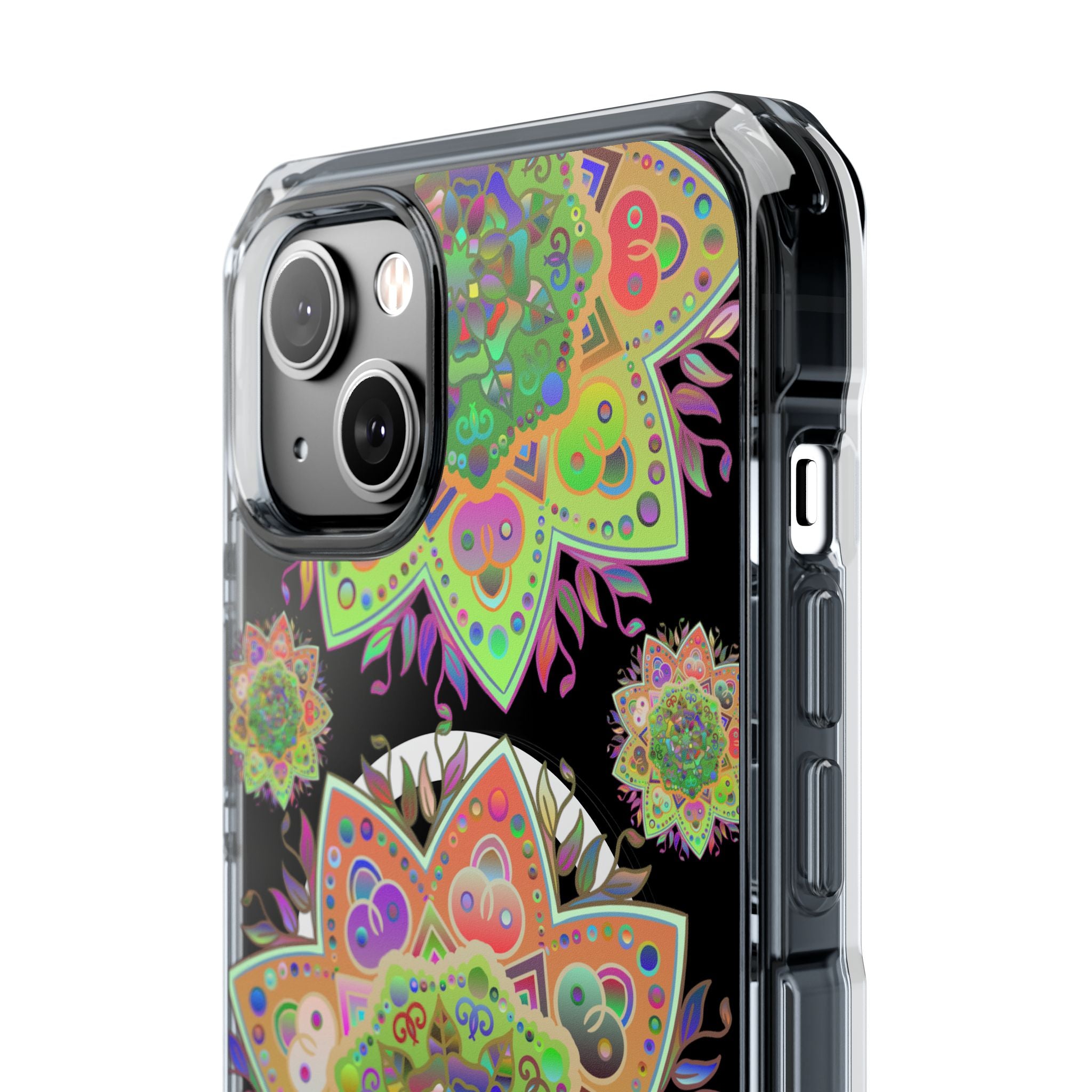 Stylish and protective MagSafe®-compatible iPhone 14/15 case with elegant mandala design