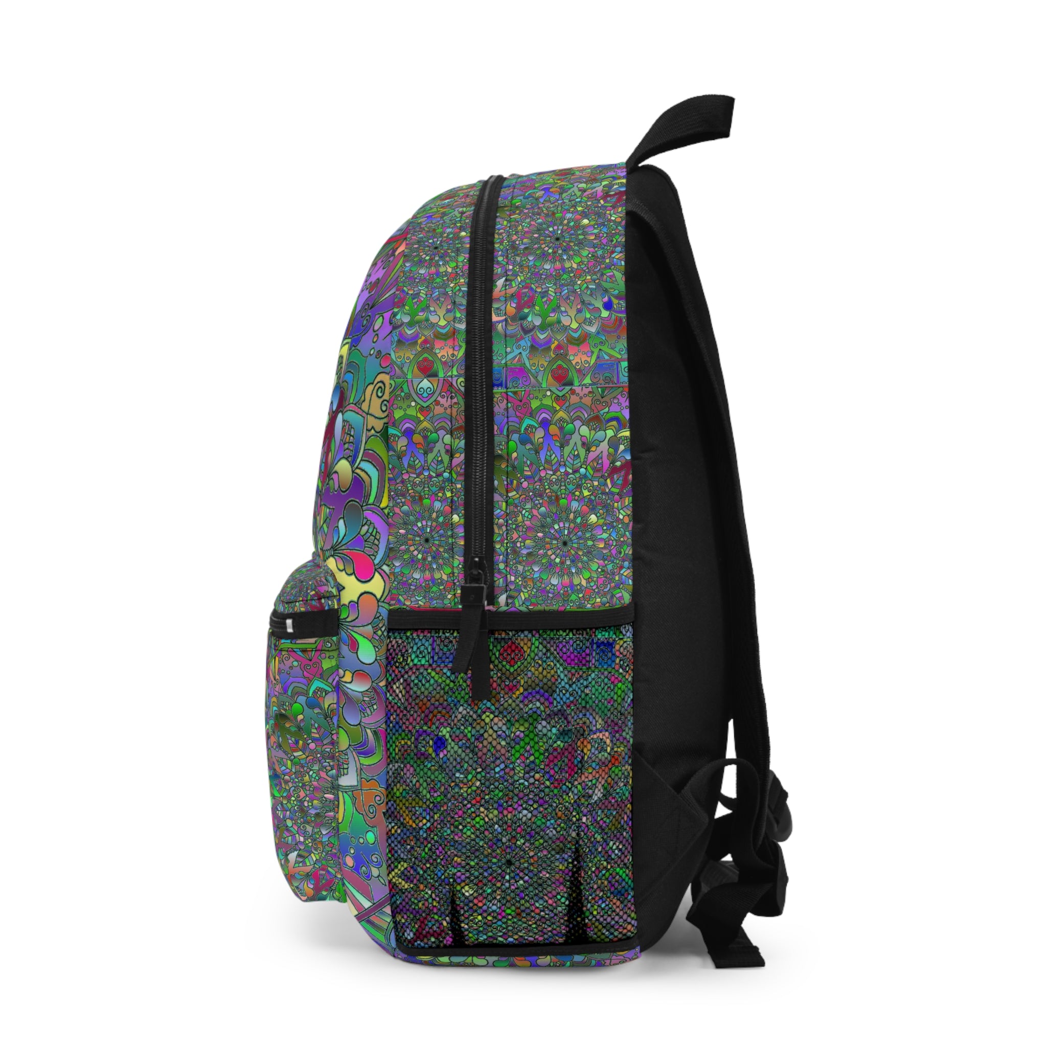 Colorful Mandala Print Backpack - Bohemian Style, Ideal for School & Adventure