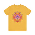 Vibrant Mandala Tee featuring intricate psychedelic art design in bold colors