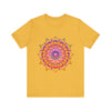 Vibrant Mandala Tee featuring intricate psychedelic art design in bold colors