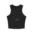 Black Cat Sleep Racerback Tank Top with cute cat illustration, perfect for lounging and sleeping in comfort and style