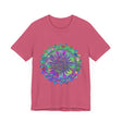 A vibrant and detailed mandala design adorns this colorful t-shirt