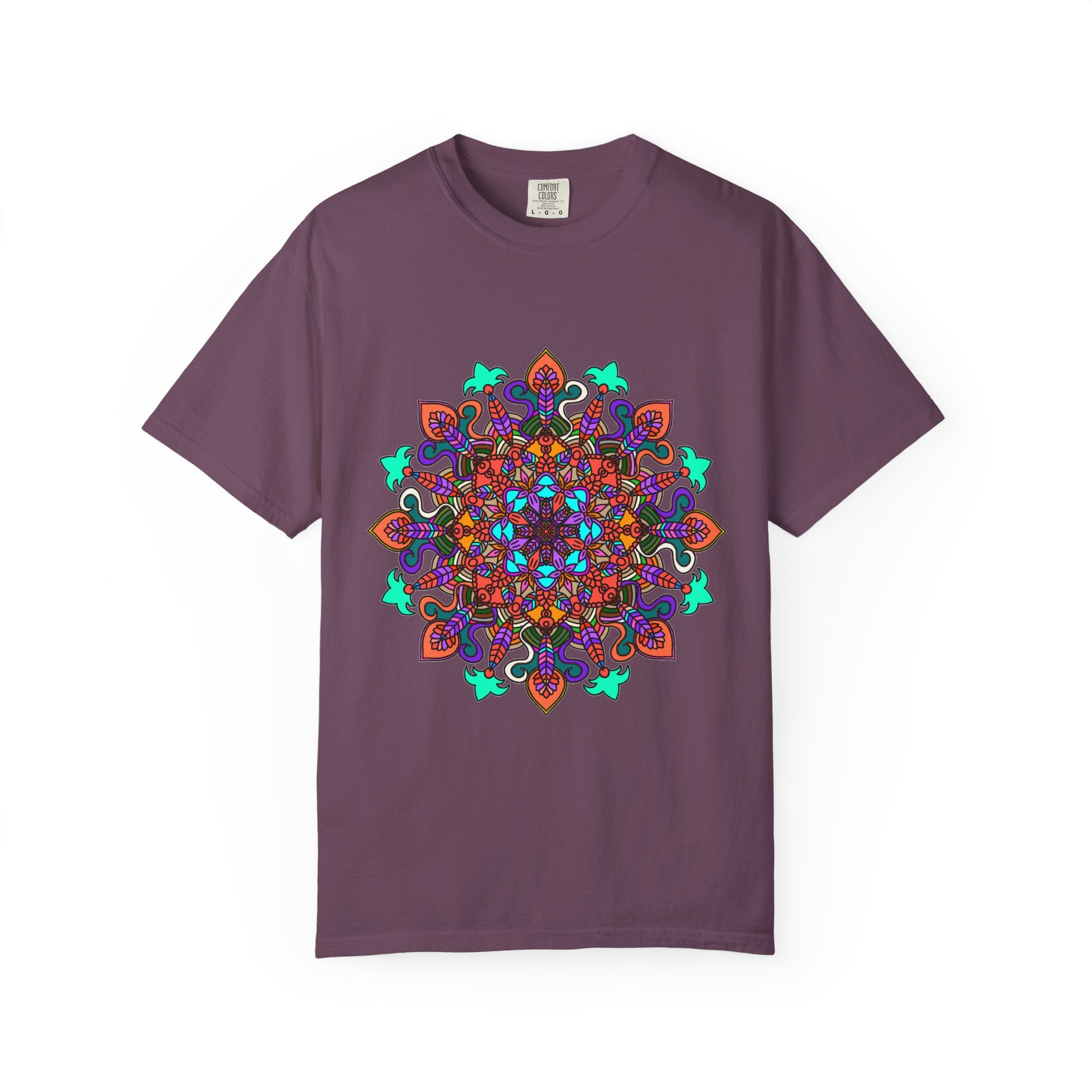 T-shirt con disegno mandala fatto a mano - 100% cotone