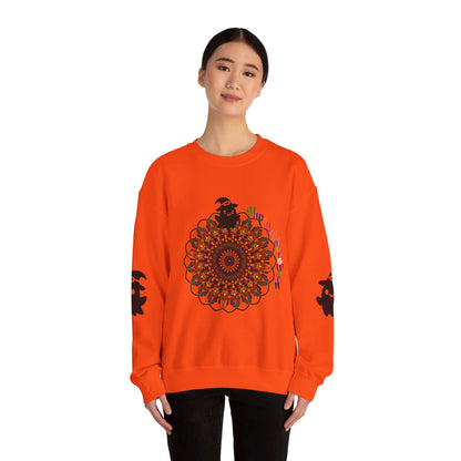 Stylish and comfortable unisex crewneck sweatshirt with hand-drawn mandala ghost art