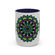 Colorful mandala art mug with vibrant and intricate design