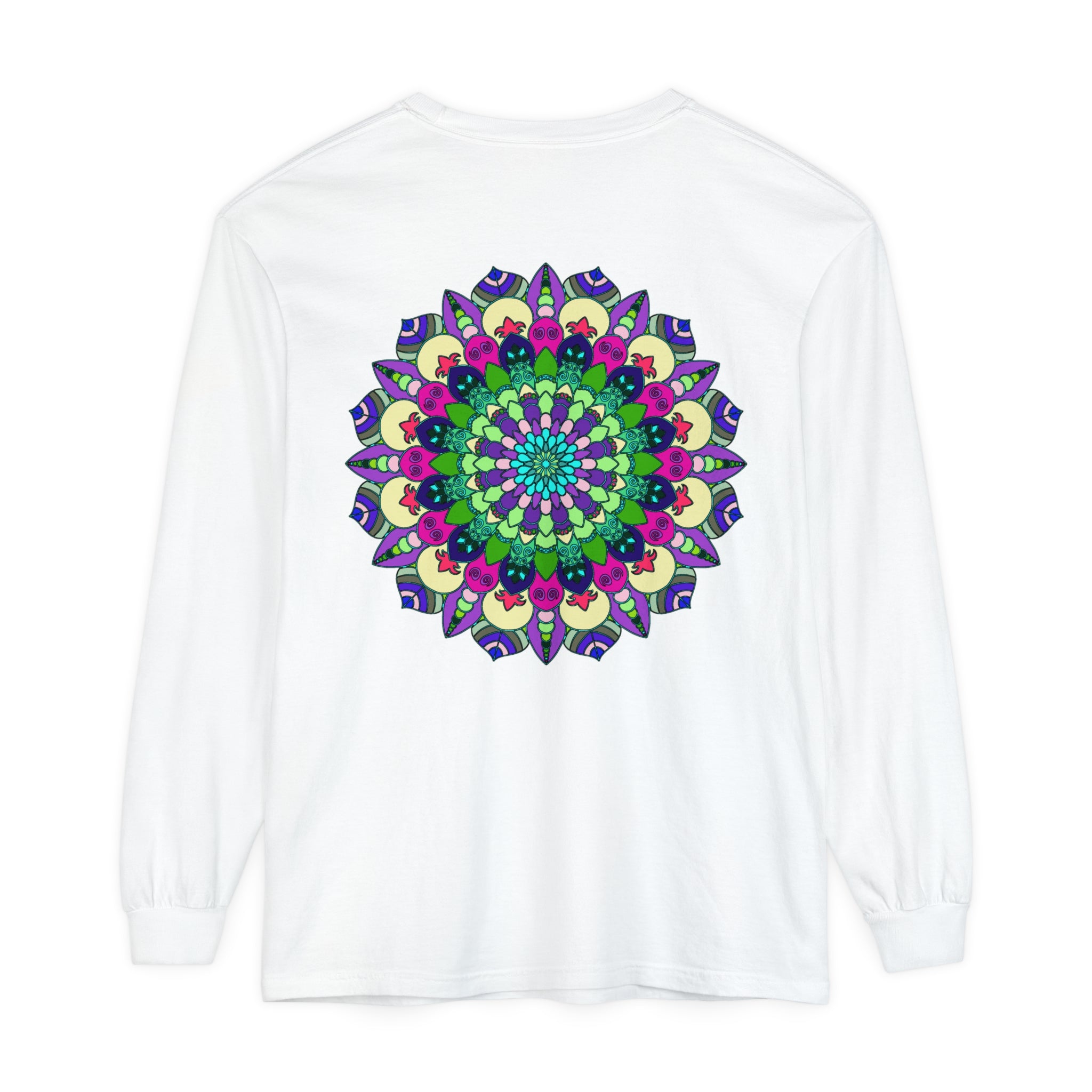 Colorful and intricate mandala design long sleeve t-shirt for both men and women