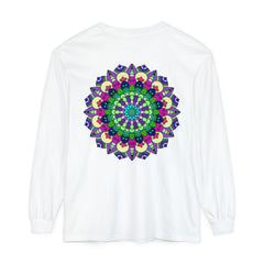 Colorful and intricate mandala design long sleeve t-shirt for both men and women