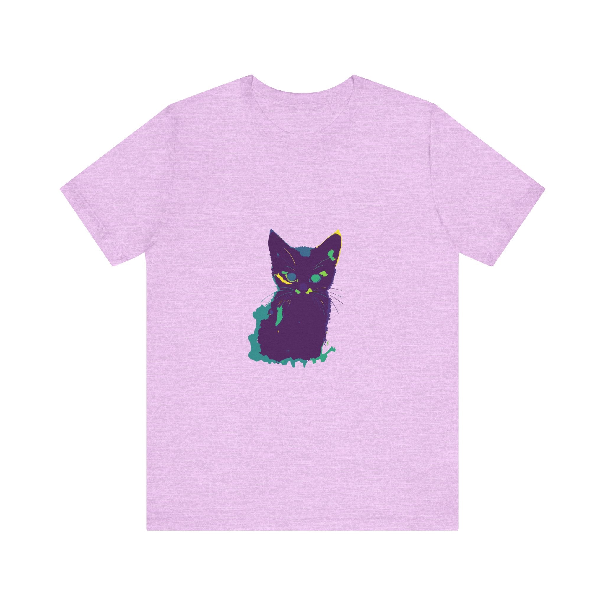 A colorful and whimsical cat silhouette tee, perfect for cat lovers