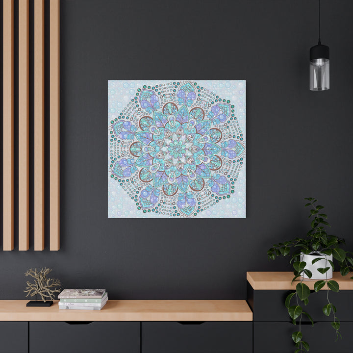 Mandala Canvas Wall Art – Blue and Purple Boho Meditation Decor by Blululi