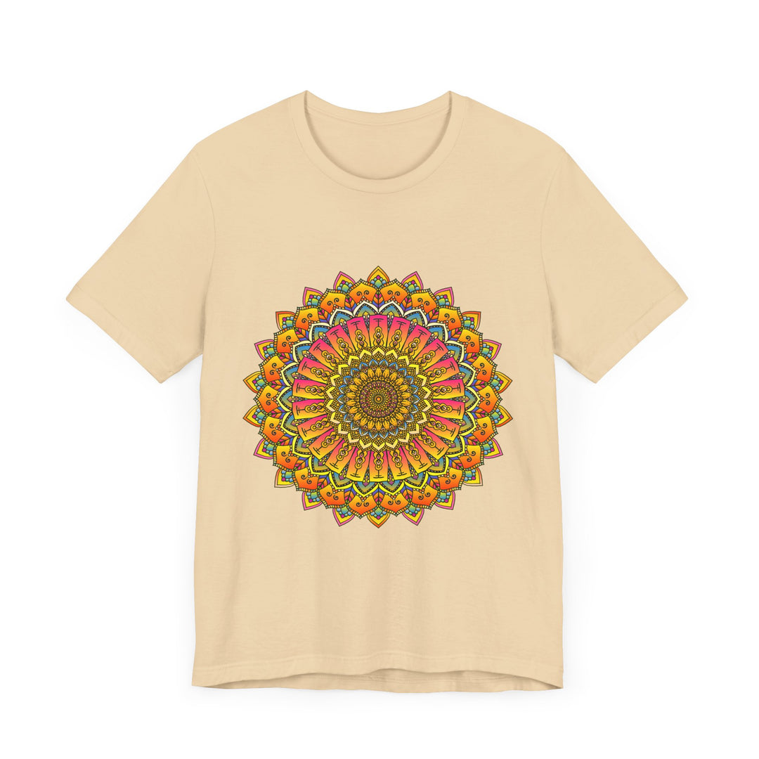 Vibrant Mandala Tee showcasing intricate, colorful spiritual art design for a unique and eye-catching fashion statement