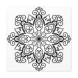 Handmade black and white mandala art on matte canvas, stretched and 125 inches thick, perfect for wall decor