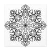 Handmade black and white mandala art on matte canvas, stretched and 125 inches thick, perfect for wall decor