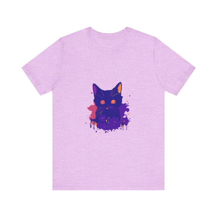 Black Cat Mystery - Abstract Art T-Shirt with vibrant colors and intricate designs, perfect for cat lovers and art enthusiasts alike