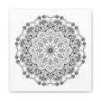 Beautiful handmade mandala art on matte canvas in black and white, stretched and ready to hang on your wall