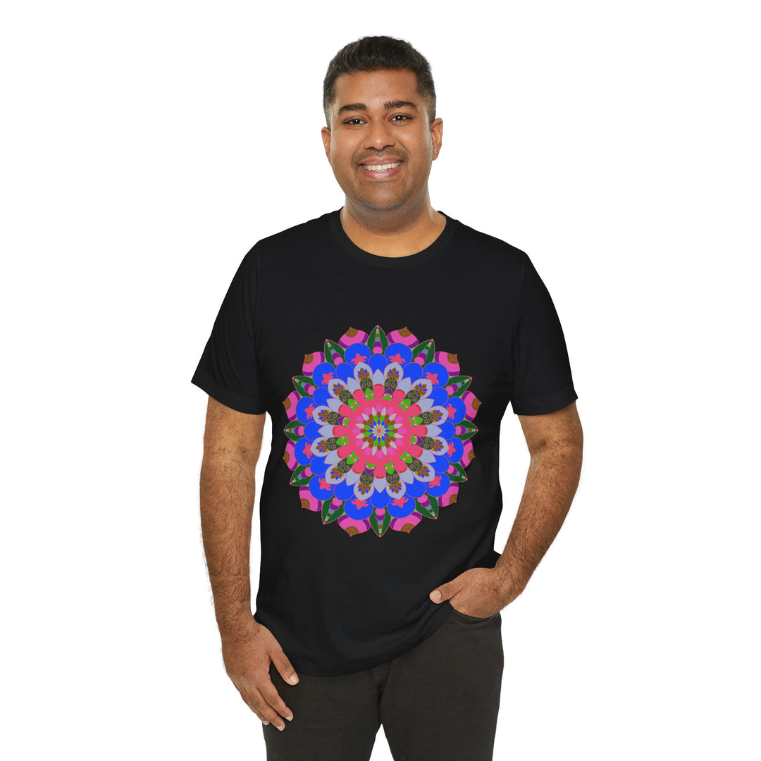 Vibrant and intricate mandala geometric design t-shirt in multiple colors