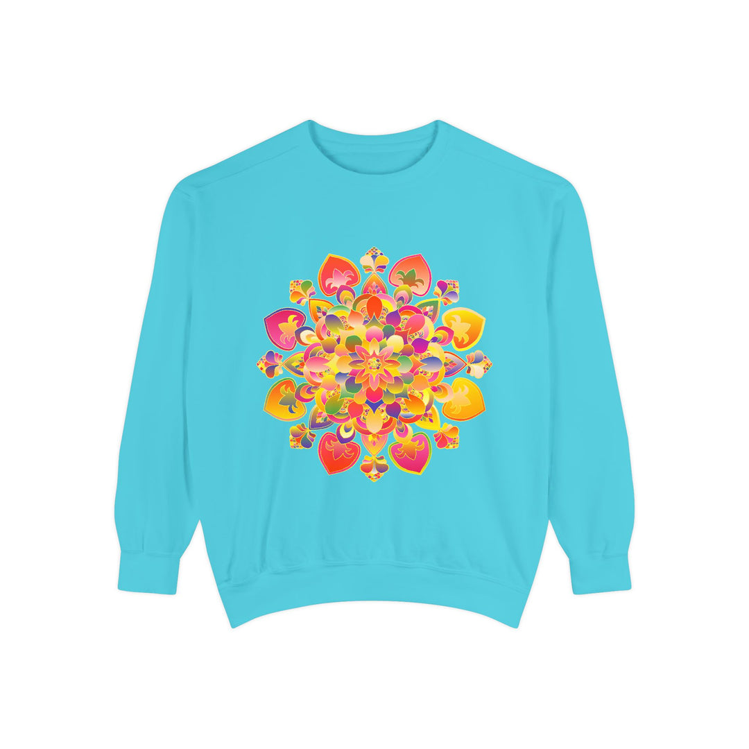 Vibrant Mandala Sweatshirt featuring a colorful and detailed design, perfect for adding a pop of color to your wardrobe