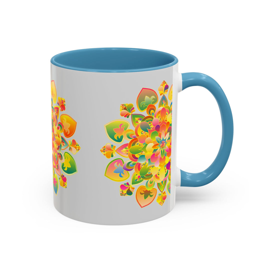 Colorful floral mandala art mug, perfect for enjoying your favorite hot beverages