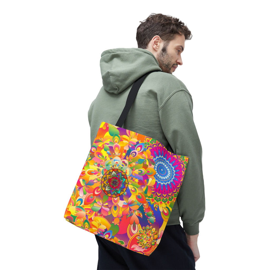 Psychedelic Floral Mandala Tote Bag