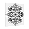 Handmade black and white mandala art on matte canvas, stretched, 125 inches