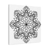 Handmade black and white mandala art on matte canvas, stretched, 125 inches