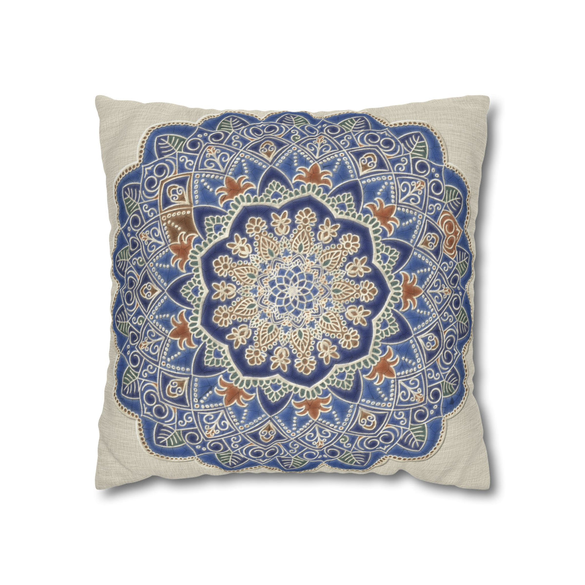 Federe quadrate Mandala blu