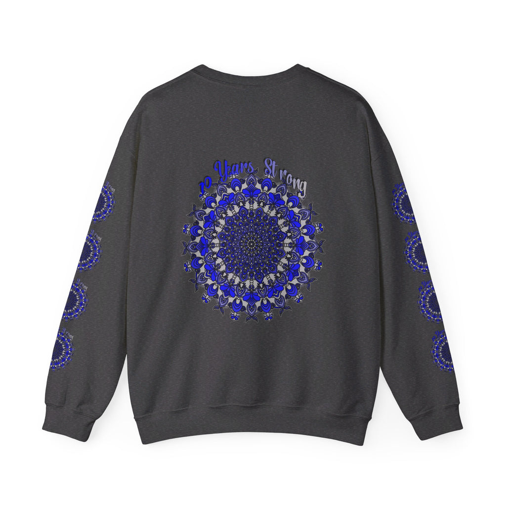 White unisex sweatshirt with 10th Anniversary emblem