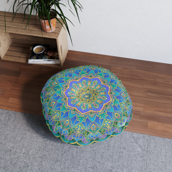 Blue Mandala Tufted Floor Pillow