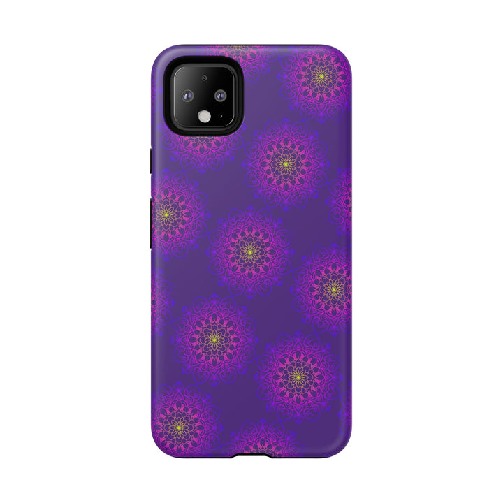 Intricate Purple Floral iPhone Case with Bold Mandala Design