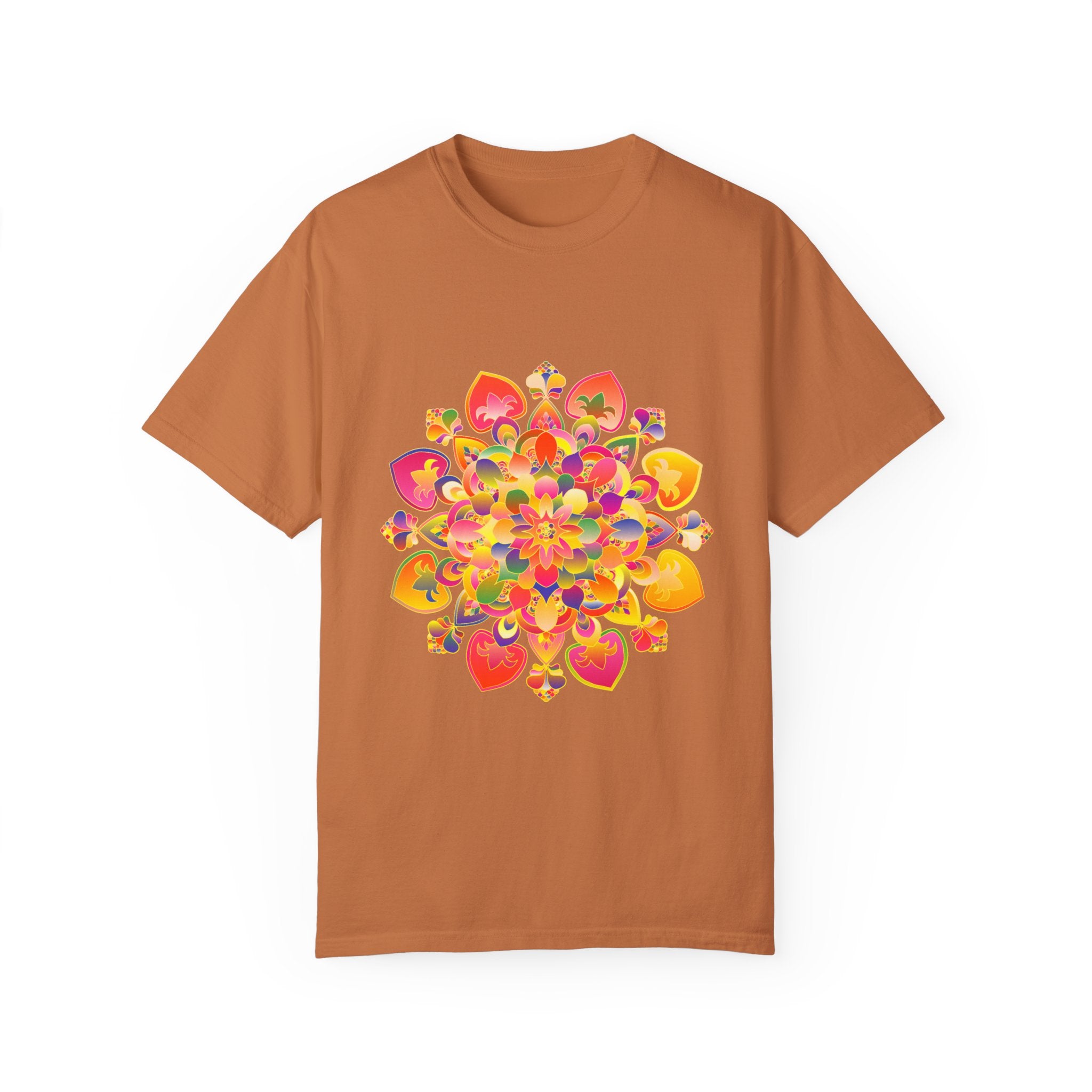  Vibrant and Unique Mandala T-Shirt featuring an intricate hand-drawn pattern